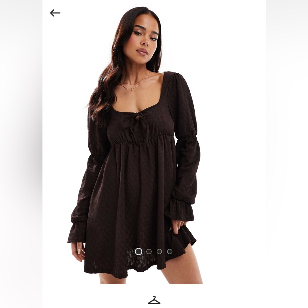 Miss Selfridge Chocolate Long Sleeve Dress